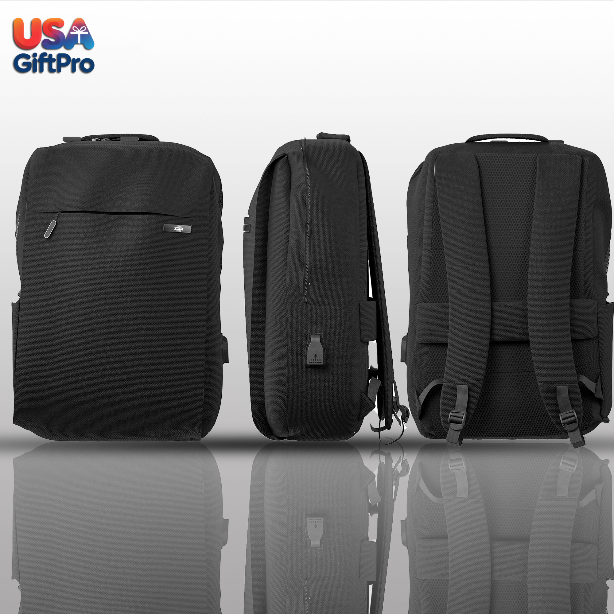 Premium Tech Customizable Backpack Gift Set – Includes Backpack, 16oz Tumbler & 3-in-1 Charging Cable BX-8