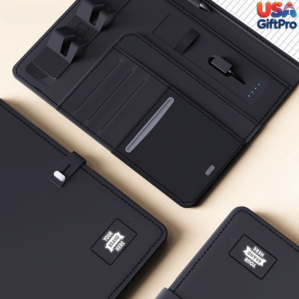 Customizable Light-Up Portfolio Charger Notebook – Includes 3-in-1 Charging Cable & Premium Pen