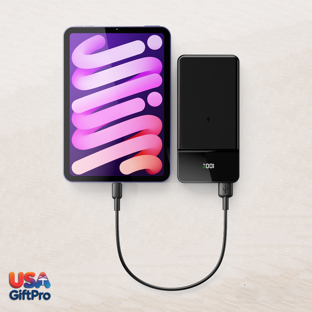 Customizable Black 10,000mAh MagSafe Portable Charger – 20W Wireless & PD Charging